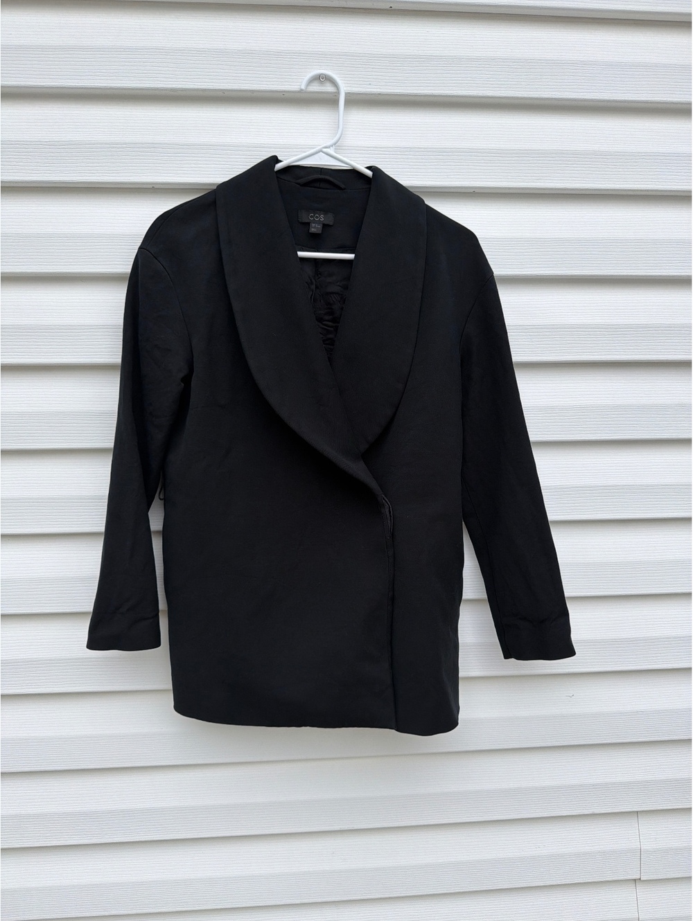 COS Women’s Size 12 Black Shawl Collar Long Blazer Jacket